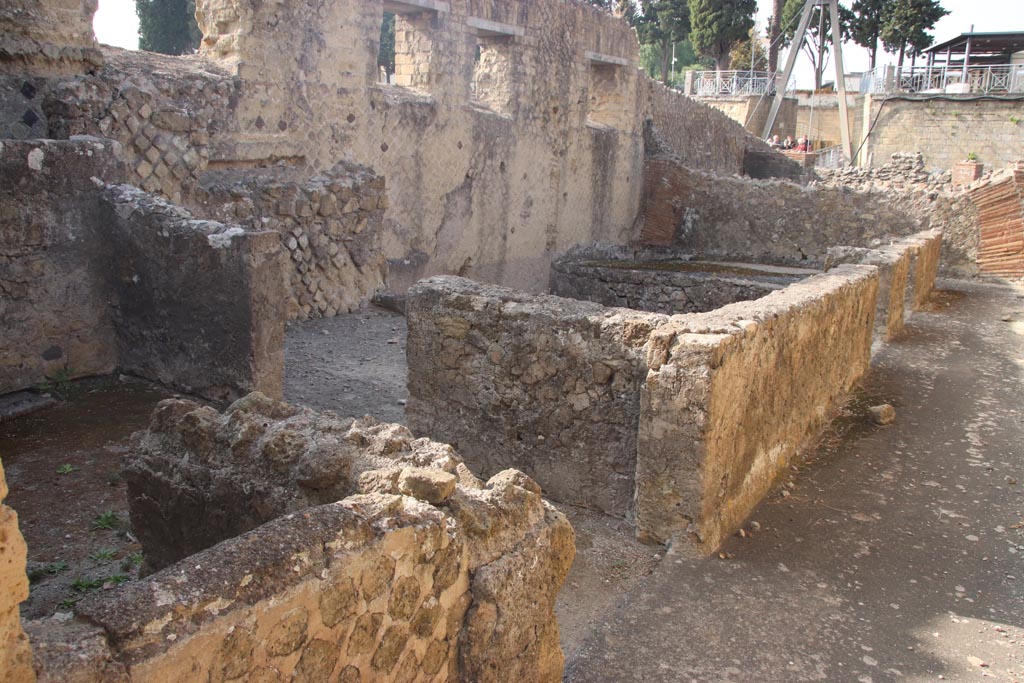 II.1 Herculaneum, October 2023. 
Looking south through doorway with steps in centre of south wall of atrium. Photo courtesy of Klaus Heese.